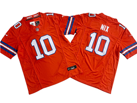 Denver Broncos #10 Bo Nix Orange Alternate 1977 Throwback Vapor F.U.S.E. Limited Jersey