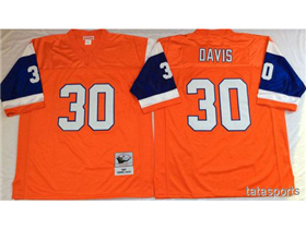 Denver Broncos #30 Terrell Davis Orange Throwback Jersey