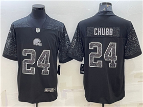 Cleveland Browns #24 Nick Chubb Black RFLCTV Limited Jersey