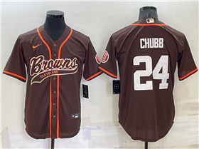 Cleveland Browns #24 Nick Chubb Brown Baseball Cool Base Jersey