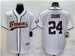 Cleveland Browns #24 Nick Chubb White Baseball Cool Base Jersey