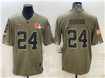 Cleveland Browns #24 Nick Chubb 2022 Olive Salute To Service Limited Jersey