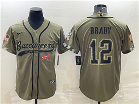 Tampa Bay Buccaneers #12 Tom Brady Olive Salute To Service Baseball Jersey