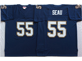 San Diego Chargers #55 Junior Seau Throwback Navy Blue Jersey