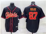 Kansas City Chiefs #87 Travis Kelce Black Baseball Cool Base Jersey