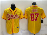 Kansas City Chiefs #87 Travis Kelce Gold Baseball Cool Base Jersey