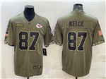 Kansas City Chiefs #87 Travis Kelce 2022 Olive Salute To Service Limited Jersey