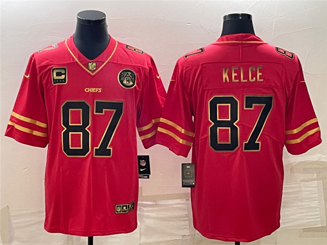 Kansas City Chiefs 87 Travis Kelce Red Gold Vapor Limited Jersey Tte Tradingltd Tteroom 