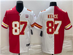 Kansas City Chiefs #87 Travis Kelce Red/White Split Vapor Limited Jersey