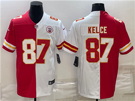 Kansas City Chiefs #87 Travis Kelce Red/White Split Vapor Limited Jersey