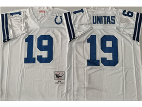 Baltimore Colts #19 Johnny Unitas Throwback White Jersey