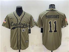 Dallas Cowboys #11 Micah Parsons Olive Salute To Service Baseball Jersey