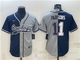 Dallas Cowboys #11 Micah Parsons Split Navy/Gray Baseball Cool Base Jersey