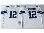 Dallas Cowboys #12 Roger Staubach 1977 Throwback White Jersey