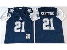 Dallas Cowboys #21 Deion Sanders 1995 Throwback Navy Blue Jersey