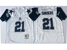 Dallas Cowboys #21 Deion Sanders 1995 Throwback White Jersey