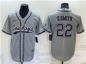 Dallas Cowboys #22 Emmitt Smith Gray Baseball Cool Base Jersey