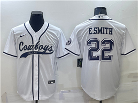 Dallas Cowboys #22 Emmitt Smith White Baseball Cool Base Jersey