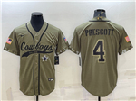 Dallas Cowboys #4 Dak Prescott Olive Salute To Service Baseball Jersey