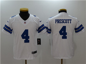 Dallas Cowboys #4 Dak Prescott Youth White Vapor Limited Jersey