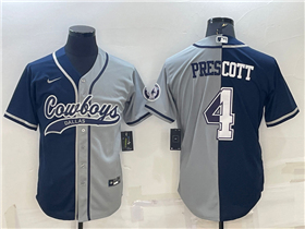 Dallas Cowboys #4 Dak Prescott Split Navy/Gray Baseball Cool Base Jersey