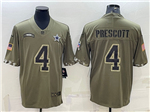 Dallas Cowboys #4 Dak Prescott 2022 Olive Salute To Service Limited Jersey