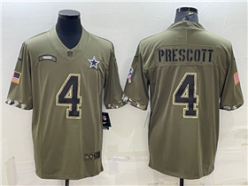 Dallas Cowboys #4 Dak Prescott 2022 Olive Salute To Service Limited Jersey