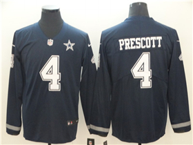 Dallas Cowboys #4 Dak Prescott Navy Therma Long Sleeve Jersey