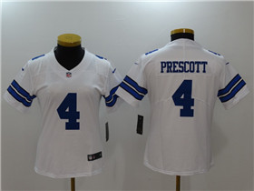 Dallas Cowboys #4 Dak Prescott Women's White Vapor Limited Jersey