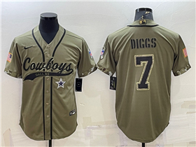 Dallas Cowboys #7 Trevon Diggs Olive Salute To Service Baseball Jersey