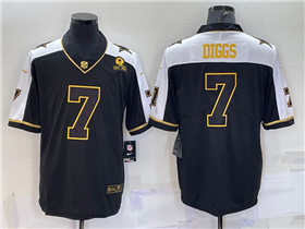 Dallas Cowboys #7 Trevon Diggs Thanksgiving Black Gold Vapor Limited Jersey