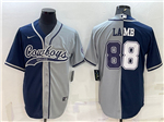 Dallas Cowboys #88 CeeDee Lamb Split Navy/Gray Baseball Cool Base Jersey