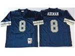 Dallas Cowboys #8 Troy Aikman 1994 Throwback Navy Blue Jersey