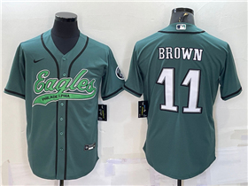 Philadelphia Eagles #11 A.J. Brown Green Baseball Cool Base Jersey