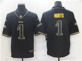 Philadelphia Eagles #1 Jalen Hurts Black Gold Vapor Limited Jersey