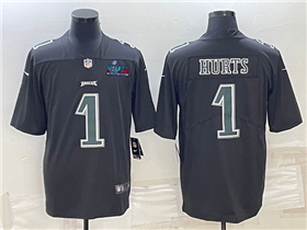 Philadelphia Eagles #1 Jalen Hurts Black Fashion Super Bowl LVII Limited Jersey