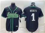 Philadelphia Eagles #1 Jalen Hurts Black Baseball Cool Base Jersey