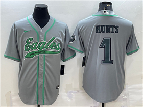 Philadelphia Eagles #1 Jalen Hurts Gray Baseball Cool Base Jersey