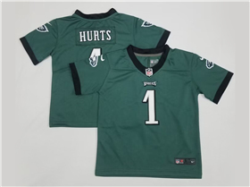 Philadelphia Eagles #1 Jalen Hurts Toddler Green Vapor Limited Jersey