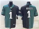 Philadelphia Eagles #1 Jalen Hurts Green/Black Split Vapor Limited Jersey