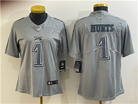 Philadelphia Eagles #1 Jalen Hurts Women's Gray Atmosphere Fashion Limited Jersey