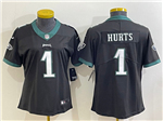 Philadelphia Eagles #1 Jalen Hurts Women's Black Vapor Limited Jersey