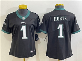 Philadelphia Eagles #1 Jalen Hurts Women's Black Vapor Limited Jersey