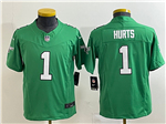 Philadelphia Eagles #1 Jalen Hurts Youth Kelly Green Vapor F.U.S.E. Limited Jersey