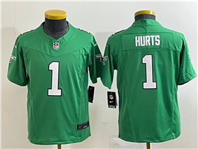 Philadelphia Eagles #1 Jalen Hurts Youth Kelly Green Vapor F.U.S.E. Limited Jersey