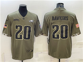 Philadelphia Eagles #20 Brian Dawkins 2022 Olive Salute To Service Limited Jersey