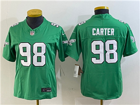 Philadelphia Eagles #98 Jalen Carter Women's Kelly Green Vapor F.U.S.E. Limited Jersey