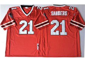 Atlanta Falcons #21 Deion Sanders 1989 Throwback Red Jersey