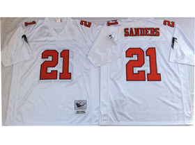 Atlanta Falcons #21 Deion Sanders Throwback White Jersey