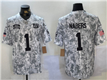 New York Giants #1 Malik Nabers Arctic Camo 2024 Salute To Service Limited Jersey